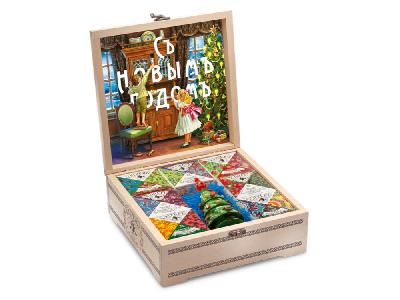 Подарочный набор Народы России с чаем и вареньем в деревянной шкатулке без лого