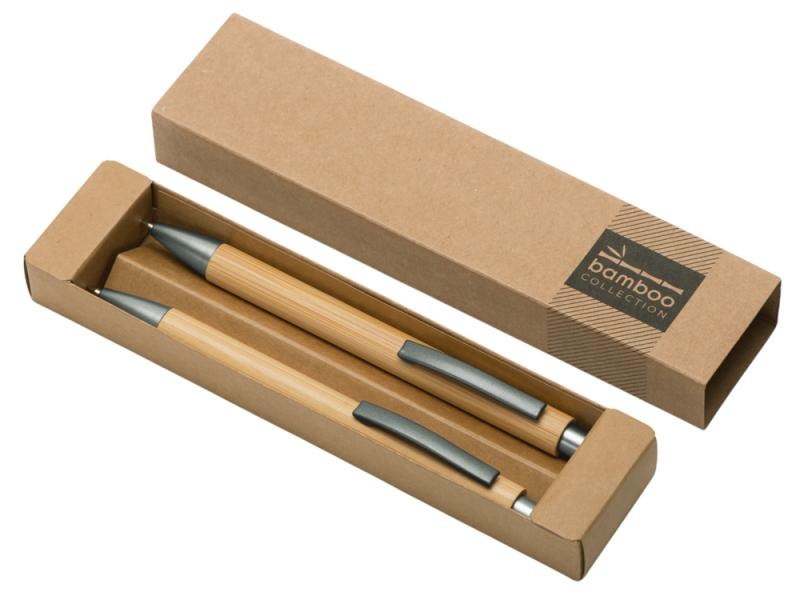 Подарочный набор Tender bamboo с шариковой ручкой и механическим карандашом из бамбука