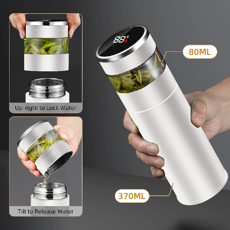 Термос стальной Gulfstream двухстеночный с вакуумной изоляцией 450 мл, крышка с дисплеем