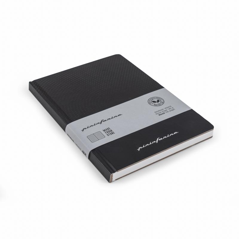 Блокнот линованный Pininfarina из каменной бумаги в твердой обложке, А5, черный