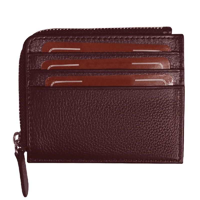 Универсальный футляр для кредитных карт и монет (картхолдер) leather Hill на молнии горизонтальный из натуральной кожи