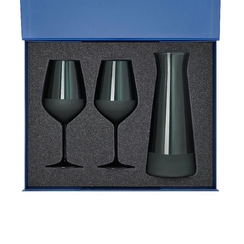 Подарочный набор декантер + 2 бокала для вина Emerald в синей коробке