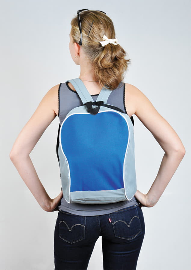 Промо-рюкзак "Fun", серый с синим, 30х38х14 см, полиэстер, шелкография