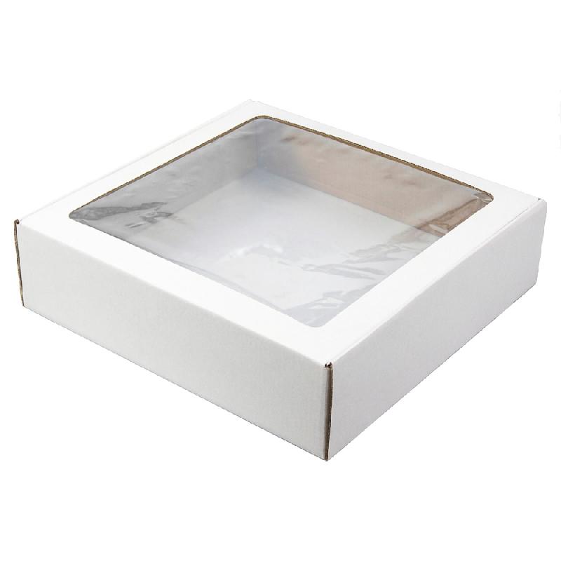 Коробка крафтовая  с окошком, размер 30*30*8 см, самосборная