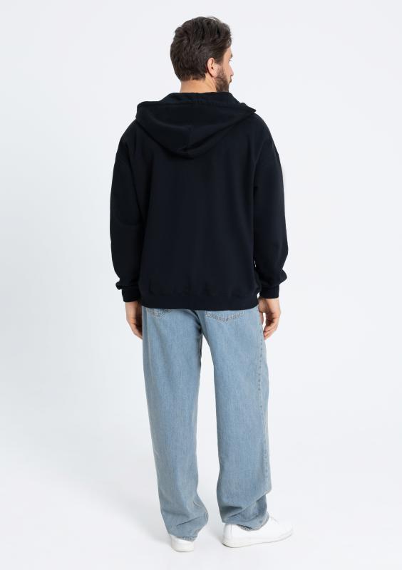 Толстовка Единый размер One size, с капюшоном на молнии футер без начёса 350, 72, Черный (20)