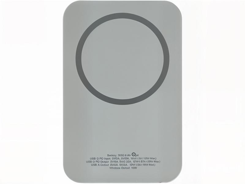 Магнитный беспроводной внешний аккумулятор с быстрой зарядкой QC/PD 20 Вт MagnetIQ, 5000 mAh