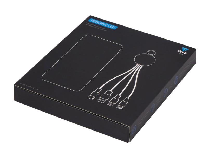 Набор из внешнего аккумулятора и универсального кабеля с подсветкой лого Reserve LED, 10000mAh