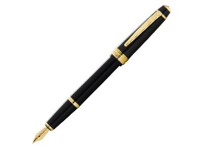 Ручка перьевая Bailey Ligh Polished Black Resin and Gold Tone, перо F