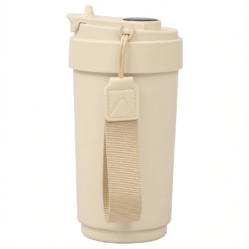 Термокружка Osaka с датчиком температуры, вакуумная, стальная, 410 мл, матовая, кремовая