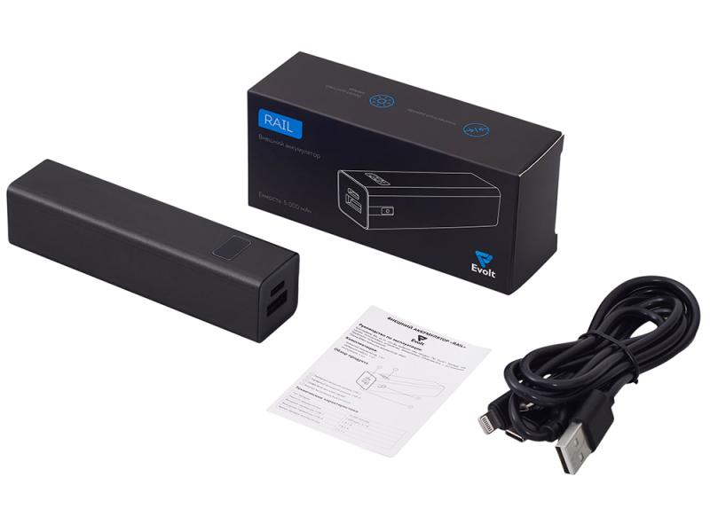 Внешний аккумулятор Rail c дисплеем, 5000 mAh