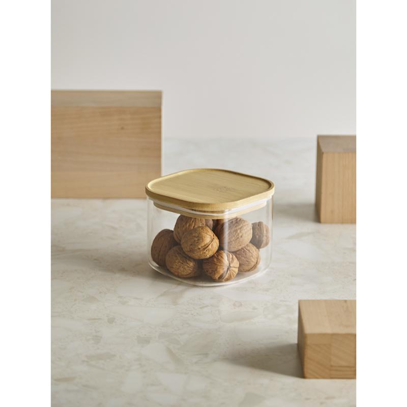 Банка для хранения квадратная glass bamboo,1 л