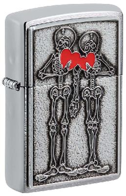 Зажигалка ZIPPO Couple Love с покрытием Brushed Chrome, латунь, 36x13x57 мм