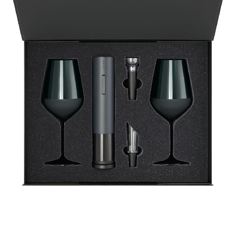 Подарочный набор 2 бокала для вина Emerald + набор для вина Sacramento в черной коробке