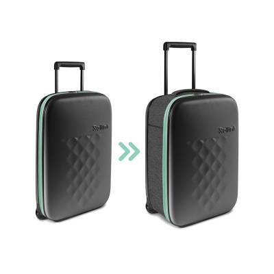 Чемодан складной Rollink Earth 55x40x20 см, 2 колеса, черный/зеленый