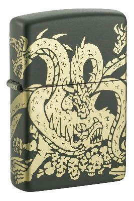 Зажигалка ZIPPO Dragon Design с покрытием Green Matte, латунь, овая, 38x13x57 мм