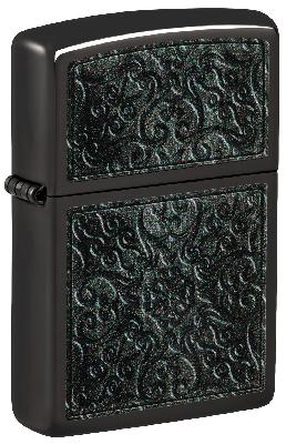Зажигалка ZIPPO Pattern с покрытием High Polish Black, латунь, глянцевая, 38x13x57 мм