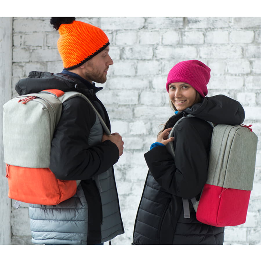 Рюкзак "Beam", серый/оранжевый, 44х30х10 см, ткань верха: 100% полиэстер, подкладка: 100% полиэстер