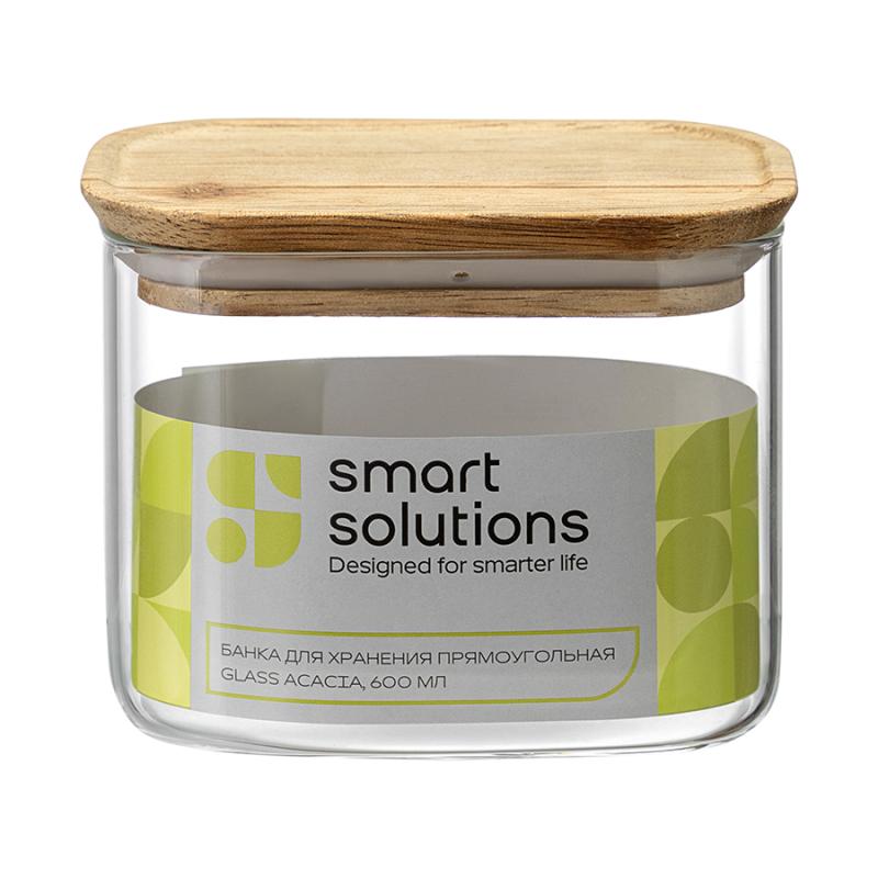 Банка для хранения прямоная glass acacia, 600 мл