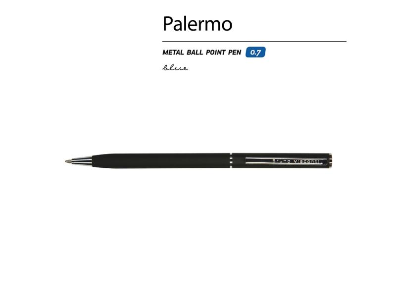Ручка металлическая шариковая Palermo, софт-тач