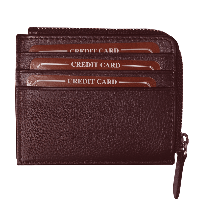 Универсальный футляр для кредитных карт и монет (картхолдер) leather Hill на молнии горизонтальный из натуральной кожи