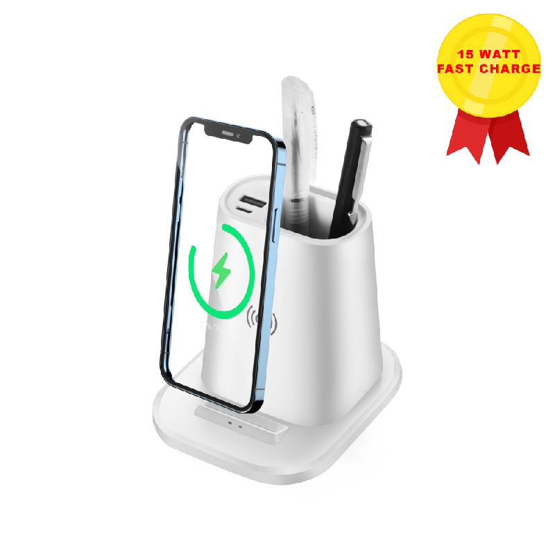 Настольный органайзер  15 Watt Fast Charge   c беспроводной зарядкой, вентилятором и лампой