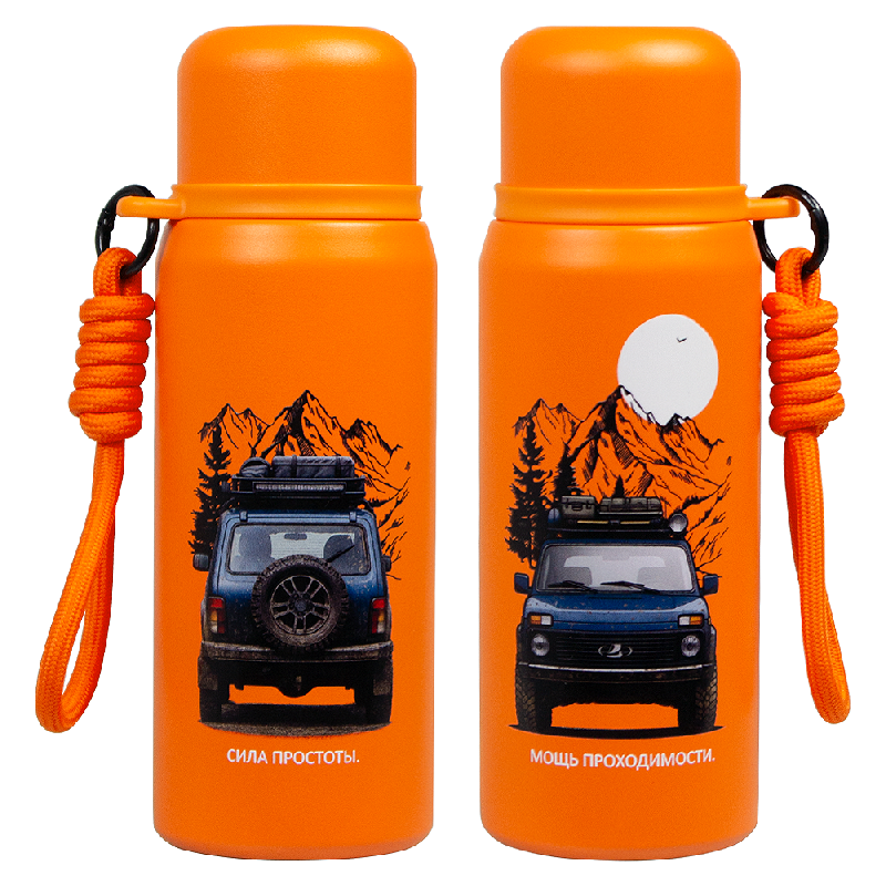 Термос вакуумный стальной La Vie Print Sample Lada с ремувкой  двухстеночный 500 мл  в подарочной упаковке