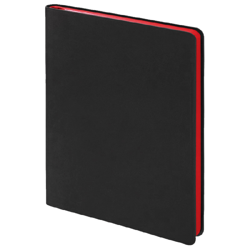Еженедельник Flexy Latte Soft Touch Black Edition Color A4,  с красным, датированный на 2026 г, в гибкой обложке
