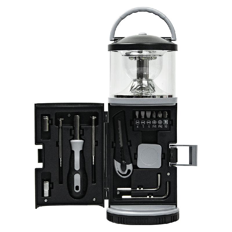 Набор инструментов Tools lantern cо встроенной лампой , 15 инструментов, в пластиковом футляре