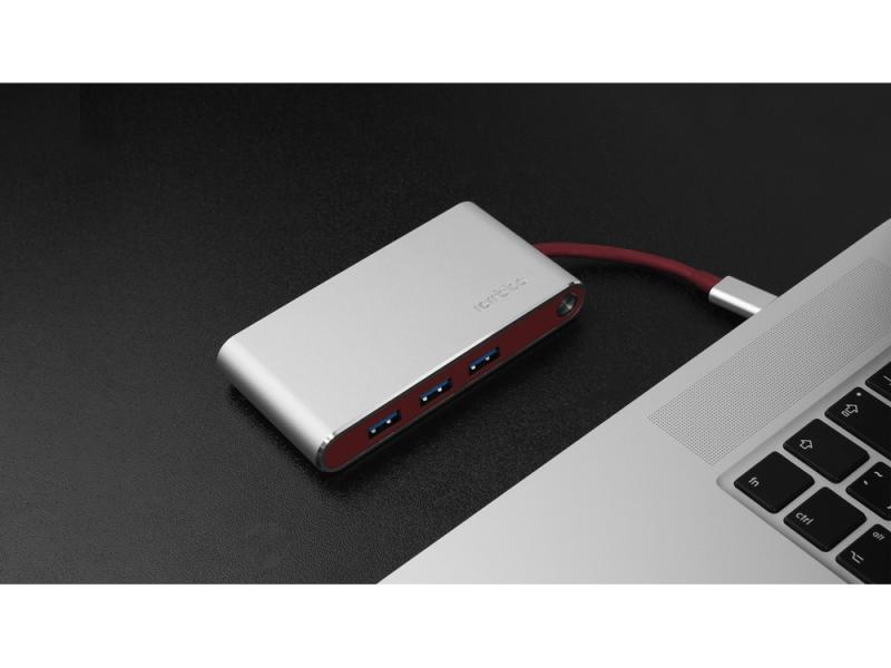 Хаб 8-в-1 Type-C Hermes, USB 3.0 x 3, Type-C PD, HDMI, LAN, картридер