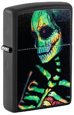Зажигалка ZIPPO Skeleton Design с покрытием Black Light, латунь, овая, 38x13x57 мм