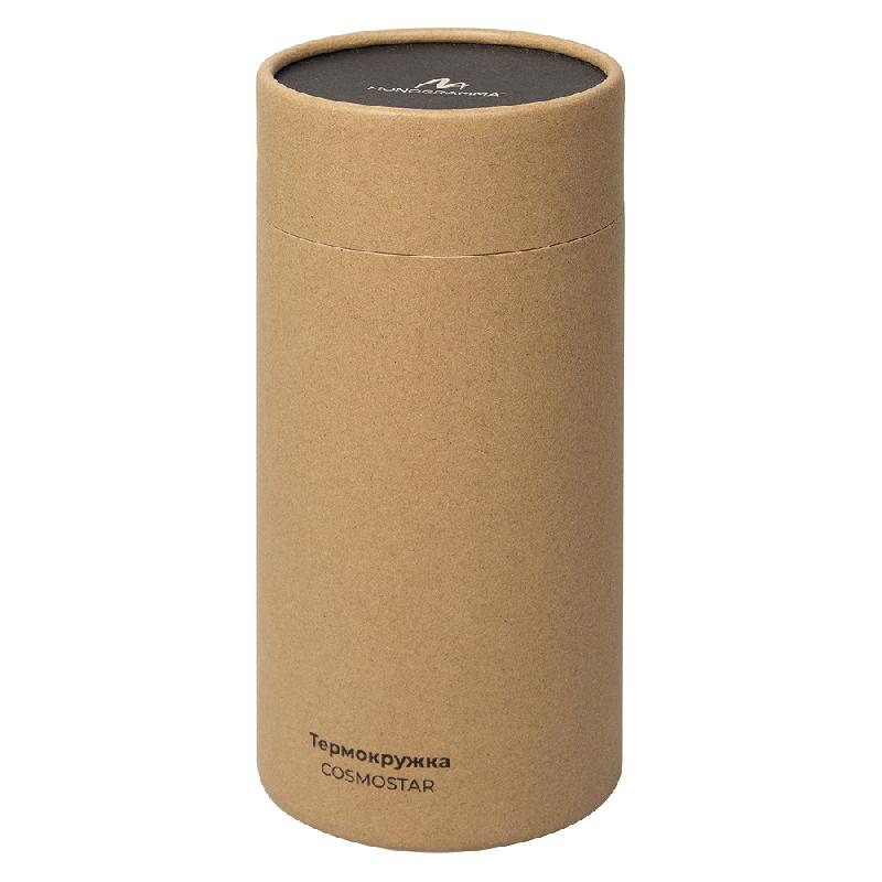 Термокружка Cosmostar металлическая, 550 мл, кремовая  в тубусе