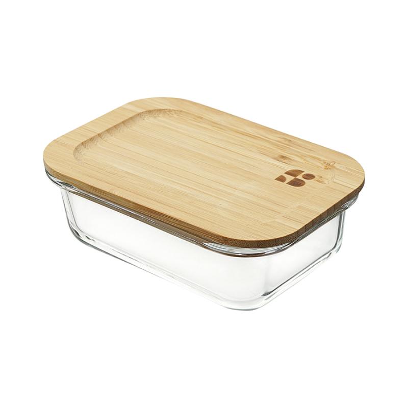 Набор контейнеров для запекания и хранения прямоных eco store с крышками из бамбука, 3 шт.