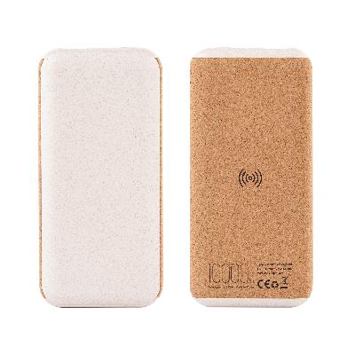 Беспроводное зарядное устройство "Cork Power" 10000 mAh, пластик/пшеничное волокно/пробка