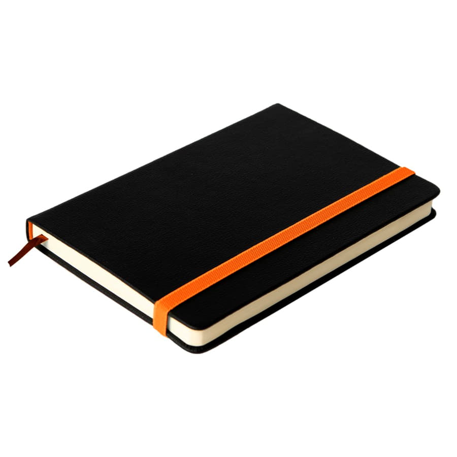 Ежедневник недатированный Ray, А5, черный/голубой, кремовый блок, без обреза