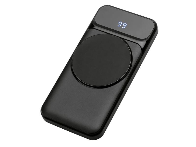 Магнитный беспроводной внешний аккумулятор со встроенными кабелями Мэни, 10000 мАч