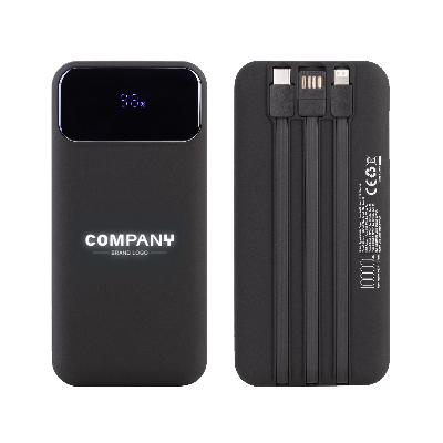 Зарядное (22.5W) устройство "Grade SOFTTOUCH" 10000 mAh с подсветкой логотипа, встроенными кабелями и цифровым индикатором заряда