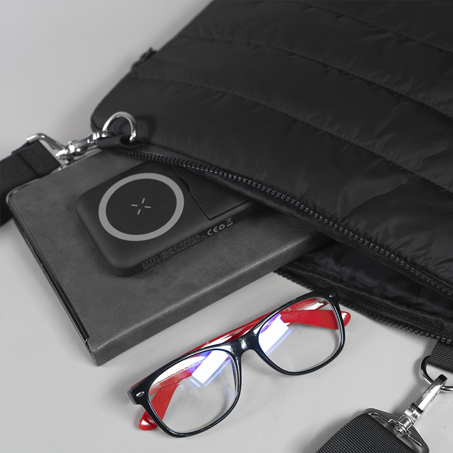 Конференц-сумка "MIX", чёрный, 38 х 30 х 1,5 см, 100% нейлон