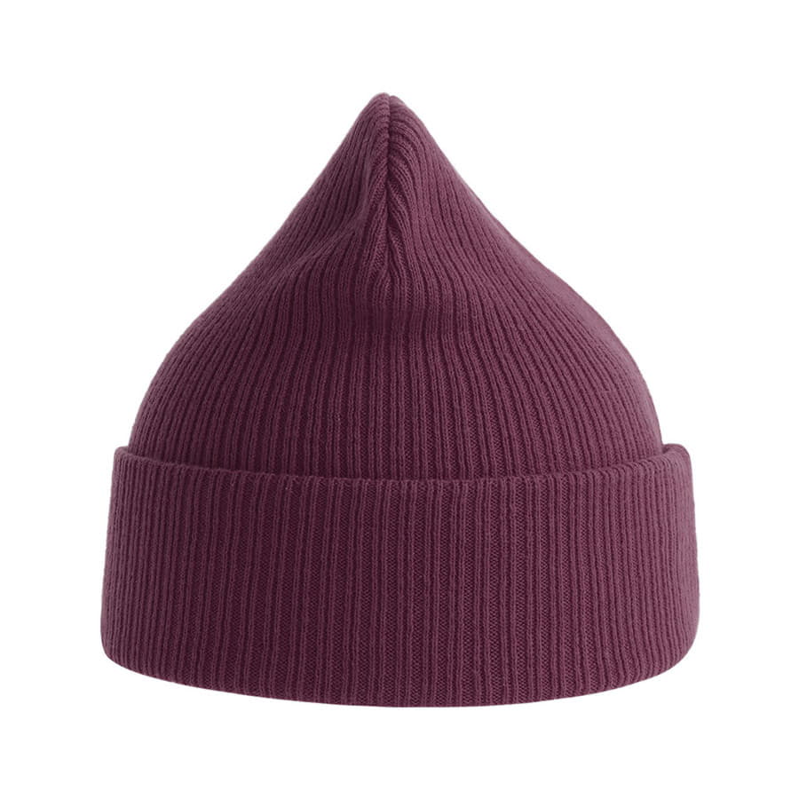 Шапка NELSON в рубчик с отворотом,100%  органический хлопок, бордовый