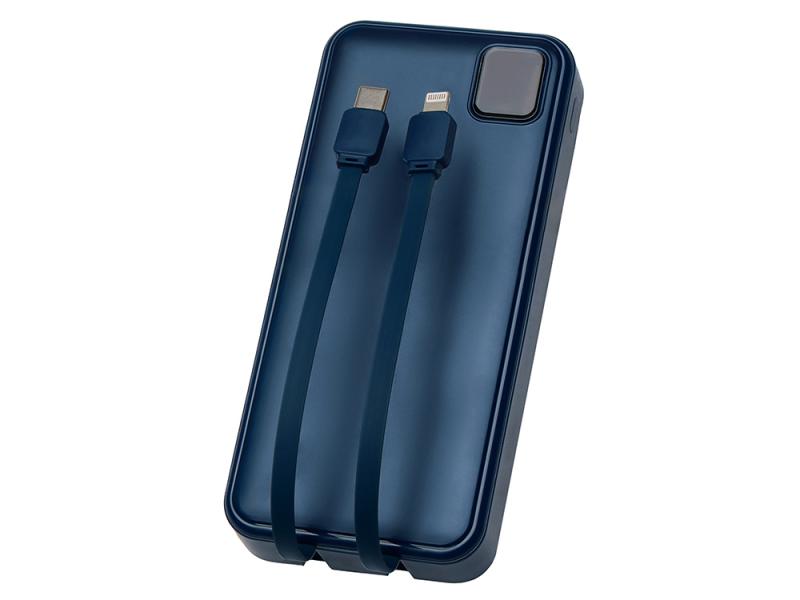 Внешний аккумулятор со встроенными кабелями Фрэйм Про, быстрая зарядка, 20000мач