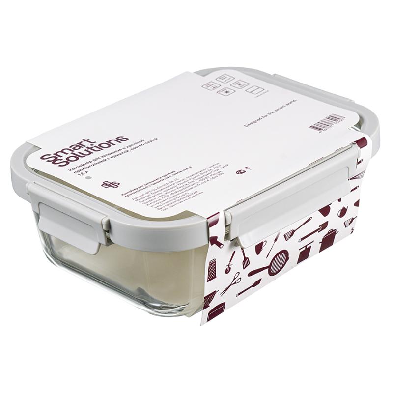 Контейнер для запекания и хранения прямоный click glass, 1,5 л