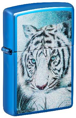 Зажигалка ZIPPO White Tiger с покрытием High Polish Blue, латунь, 38x13x57 мм
