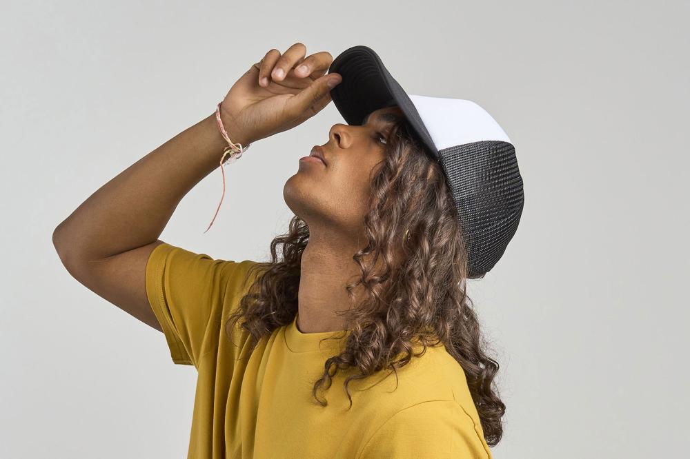 Бейсболка "RAPPER-S", 5 клиньев, пласт. заст, белый/жёлтый,100% переработанный полиэстер, 80 г/м2