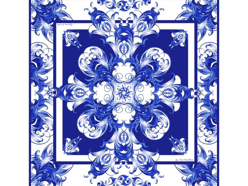 Набор: платок Гжель и свеча Птица счастья