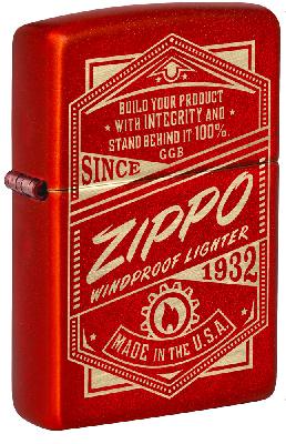 Зажигалка ZIPPO Classic с покрытием Metallic Red, латунь, 38x13x57 мм