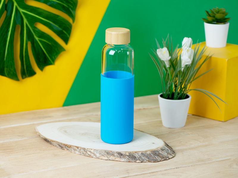 Стеклянная бутылка для воды в силиконовом чехле Refine