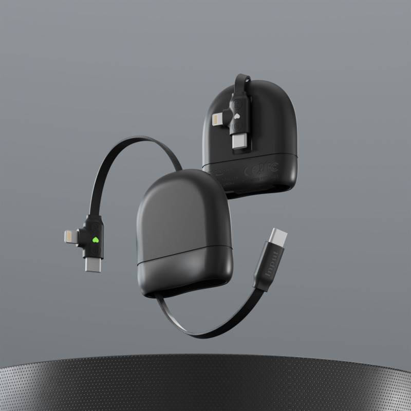 Кабель Xoopar ICE-R с ретрактором 2 в 1, разъёмы USB-C и Lightning, 60 Вт