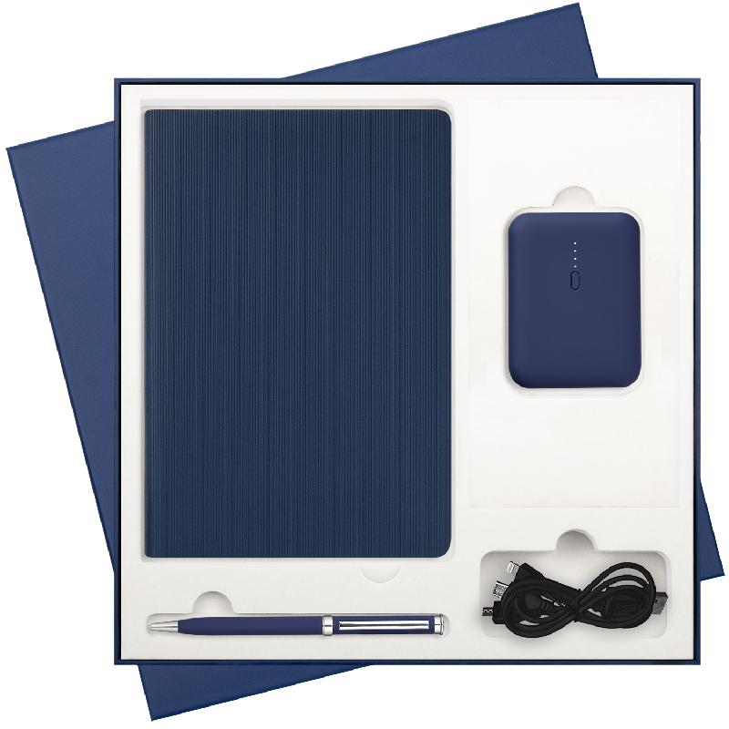 Подарочная коробка с ложементом для ежедневника, ручки и аккумулятора,  (под съемные ложементы)