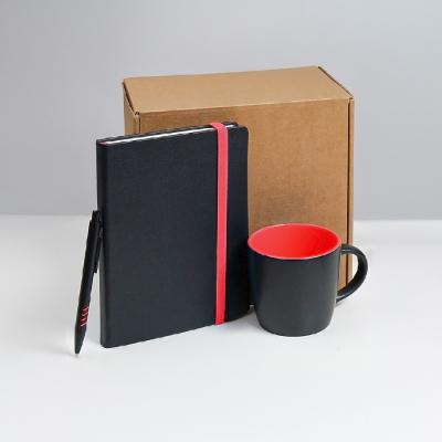 Набор подарочный HYPER: кружка, ежедневник, ручка, черный/голубой