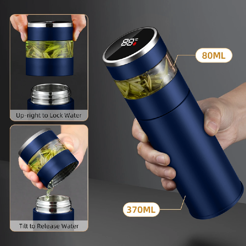 Термос стальной Gulfstream двухстеночный с вакуумной изоляцией 450 мл, крышка с дисплеем