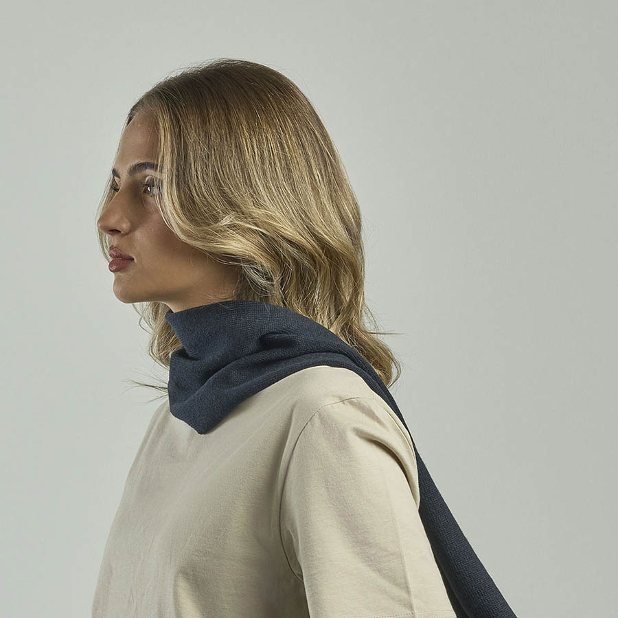 Шарф вязаный  двойной "WIND SCARF-S", черный,100% переработанный полиэстер